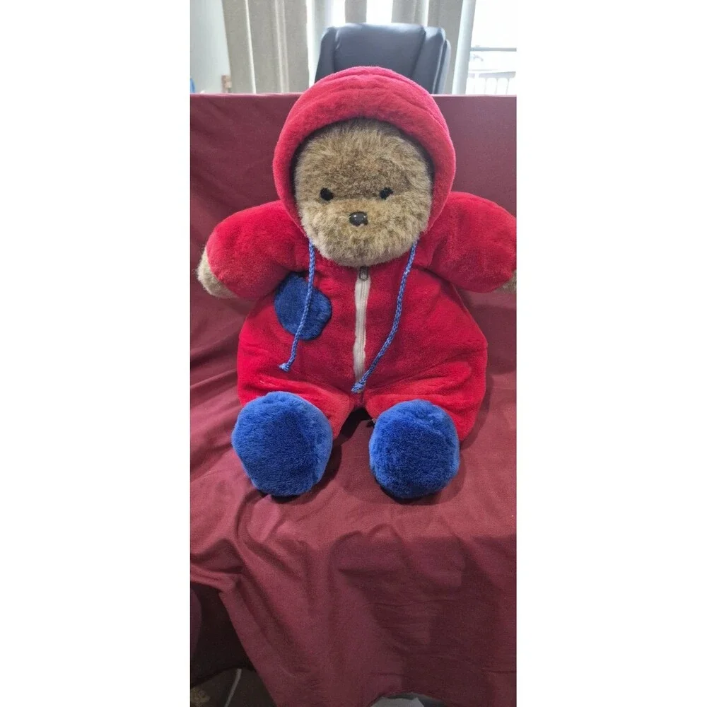 Adorable Teddy Bear Snowsuit Backpack For Child Carry Snacks Toys Red Blue EUC